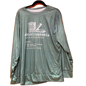 Abibliophobia Womens Funny Reading Graphic Crewneck Long Sleeve Pullover